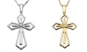Macy's 14k White or Yellow Gold Pendant, Diamond Accent Cross